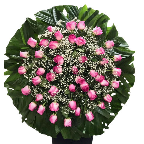 Coroa de Rosas Cor de Rosa 1,10mt c/ 40 Rosas 